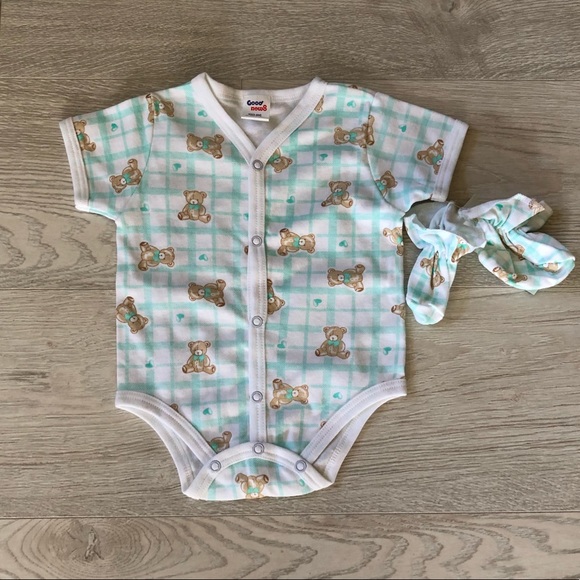 NWT Good News Teddy Bear 2 pc Matching Infant Onesie Set with Booties - Picture 11 of 14